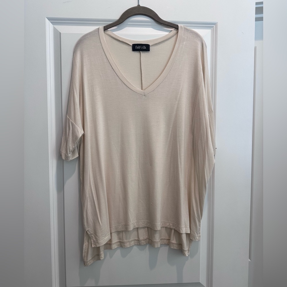 Fab'rik Women's Cream V-Neck Top